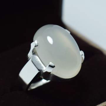 葉門瑪瑙戒指 白色瑪瑙寶石 男女皆宜戒指 純銀手工戒指