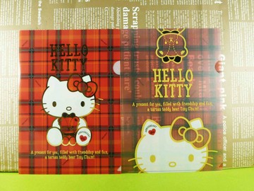 【震撼精品百貨】Hello Kitty 凱蒂貓 三麗鷗 KITTY 日本A4文件夾/資料夾(2入)-40TH紅格#04993 震撼日式精品百貨