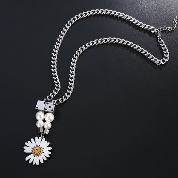 韓版街頭鄒菊項鏈男士嘻哈街舞個性潮男掛件網紅蹦迪鈦鋼吊墜飾品