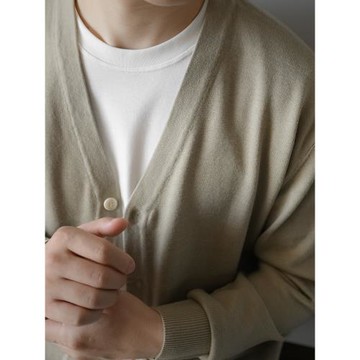 輕熟風男士羊毛混紡針織開衫寬松慵懶風商務休閑通勤秋冬外套毛衣