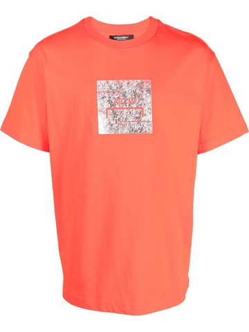 A-COLD-WALL* - Foil logo-print T-shirt - men - Cotton - XS - Orange