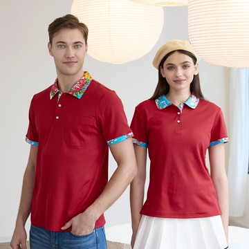 【LEIDOOE】客家花布領休閒男短POLO衫(96136)