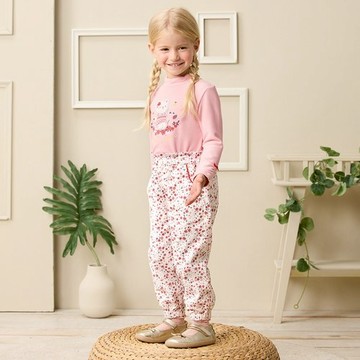 漫步花園小碎花夾層九分褲