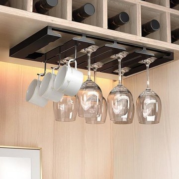 紅酒杯架倒掛家用高腳杯架子收納置物架懸掛酒柜掛架輕奢擺件黑色