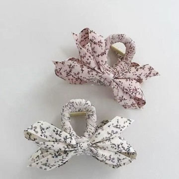 【蜜糖の髮飾】臺灣出貨韓版小碎花布藝纏繞交叉抓夾網紅簡約後腦勺盤發鯊魚夾髮飾新款