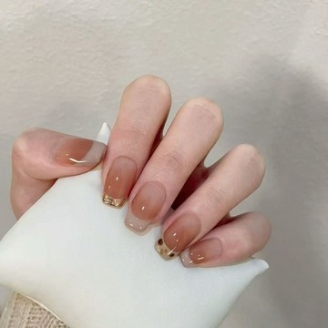🎀台灣出貨🎀法式金邊豹紋美甲秋冬可愛手工穿戴純欲ins高階顯白氣質日常通勤