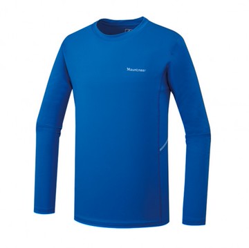 【【蘋果戶外】】山林 51P17 79 水藍 男 素色圓領長袖上衣 透氣排汗 吸濕排汗衣防曬 抗UV 彈性 Mountneer 春夏