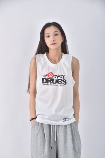 (M) 運動無袖白色上衣