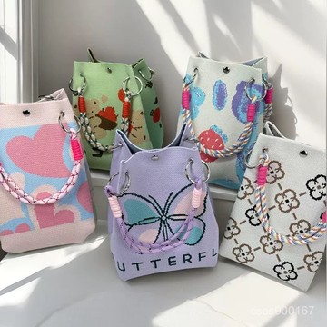 在地出貨🥇日韓多巴胺新款針織手拎包日韓上班手提袋通懃託特小方包洋氣輕奢 OEZ9