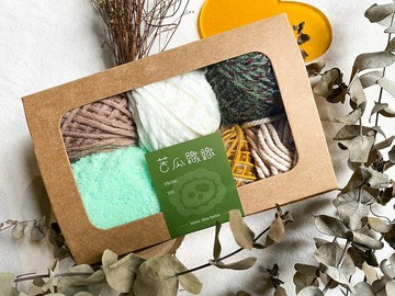 嫩綠春意  DIY材料 多樣材質 毛線6入組合禮盒 / 混線 麻線