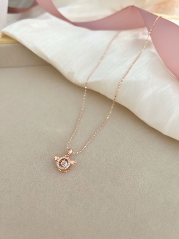 【精緻禮盒】純銀小翅膀玫瑰金項鍊-天使心 #華麗 s925