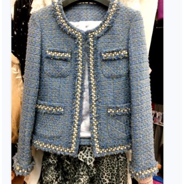 小香風外套女2025新款法式春秋藍色短款高端今年流行小個子上衣秋