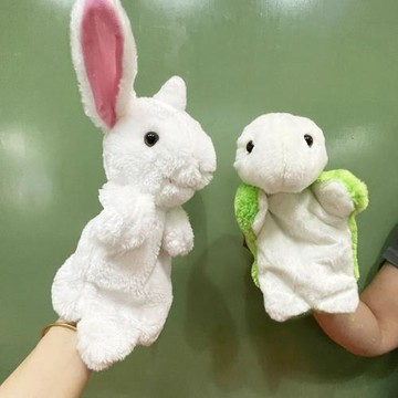 跨境批發毛絨玩具套裝手偶烏龜和小兔子賽跑兒童寶寶親子安撫指偶