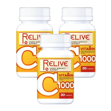 維他命C RELIVE 高單位維生素C1000口嚼錠(30錠/瓶)x3