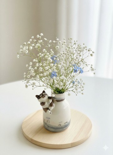 貓咪陶瓷花瓶 手工花器 居家療癒擺飾 小花器 生日禮物