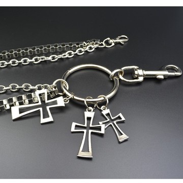 T2788 十字架圈圈 銀色褲鏈 圓環項鍊 威尼斯盒子 超長鏈條 哈雷 重金屬 腰鍊 皮夾防盜鏈