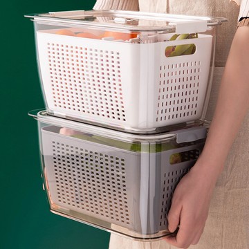冰箱保鮮收納盒冷凍洗蔬菜家用密封食品級瀝水籃儲存整理盒子神器