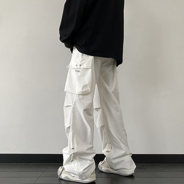 【台灣出貨】 美式大口袋工裝褲男女闊腿顯瘦休閒褲子高街潮牌機能寬鬆直筒長褲