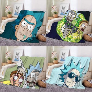 瑞克和莫蒂毛毯印花法蘭絨毯子卡通動漫便攜旅行毯車載蓋毯休閑毯
