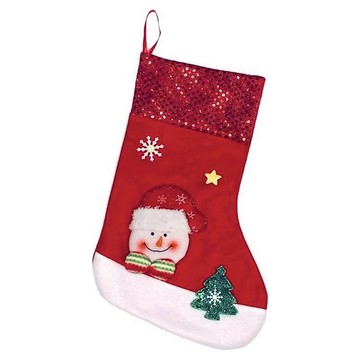 摩達客 耶誕亮片雪人聖誕襪 紅色 吊掛式  38 x 18cm  1件