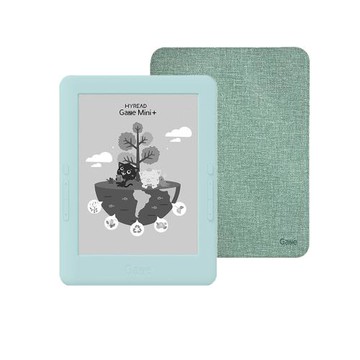 [側翻殼套優惠組]HyRead Gaze Mini+ 6吋電子紙閱讀器-淺蔥青+6吋側翻保護殼(亞麻蒼)