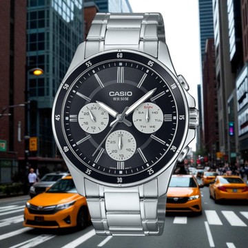 MTP-1374D-1A3 三眼運動風格 時尚男錶