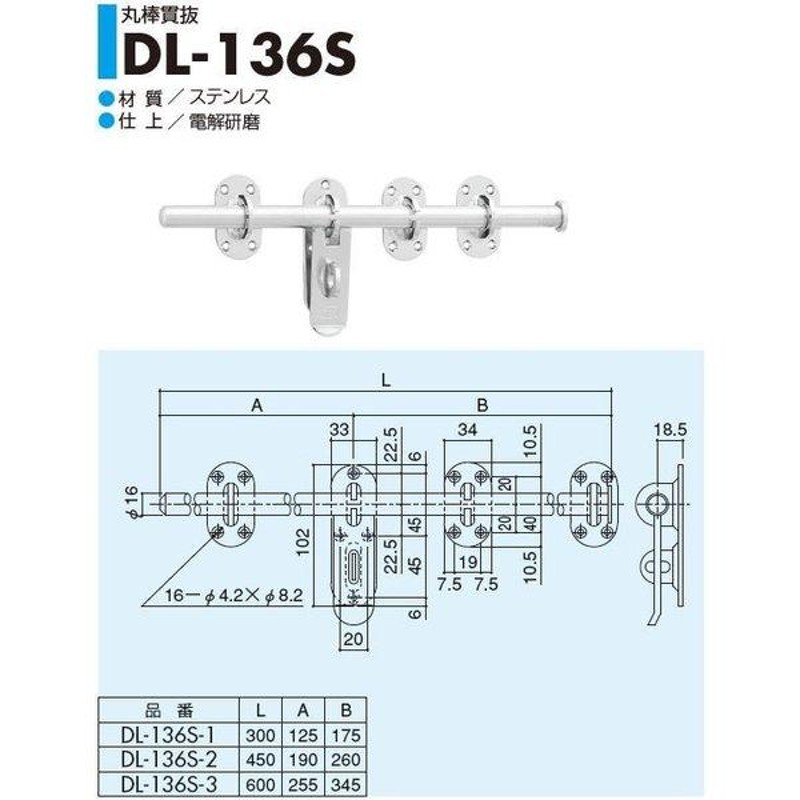 SYS シブタニ 丸棒貫抜 DL-136S-1 (閂 カンヌキ かんぬき 防犯 戸締り 鍵 金具 交換 株式会社シブタニ 金物 通販)  LINEショッピング