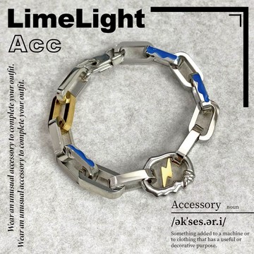 ☆LimeLight☆ 賽博龐克 金屬 閃電 Y2K 百搭 方形 拚色 鈦鋼 飾品 手鍊 27
