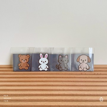 紅女兒〔玩偶動物〕水晶貼紙 轉印貼紙 防水貼紙 行李箱貼紙 立體貼紙 水晶轉印貼紙 水晶轉印貼 兔子 狗狗 貓咪貼紙