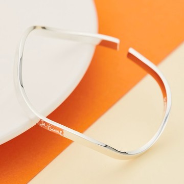 銀手鐲女純銀年輕款開口波浪形足銀手環鐲子簡約時尚個性送女友