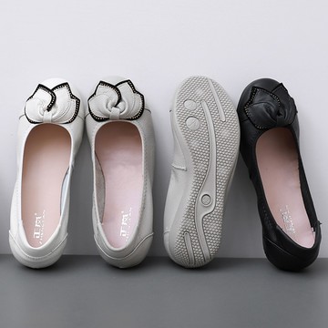 【韓國K.W.】Y7724現貨典雅舒適真皮乳膠鞋墊軟Q鞋(瑪麗珍鞋/娃娃鞋/樂福鞋/休閒鞋/涼鞋)