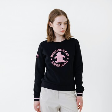 【Munsingwear 企鵝】女款黑色企鵝立體純棉長袖T恤 MLXL2802