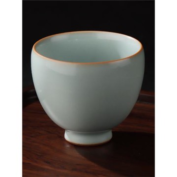 汝窯雞心杯天青色冰裂釉中式復古青瓷仿古瓷開片大號景德鎮市汝瓷