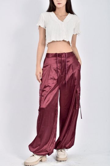 (M) sense of place by urban research高腰鬆緊腰工裝感紅色長褲