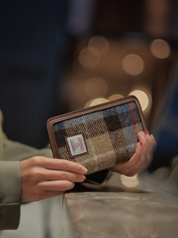 英倫復古風格真皮粗花拼接長夾-超輕/皮夾/錢包 禮物