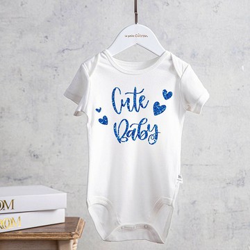 Cute baby可愛寶貝 寶藍色燙金包屁衣  男寶專屬 新生兒週歲禮