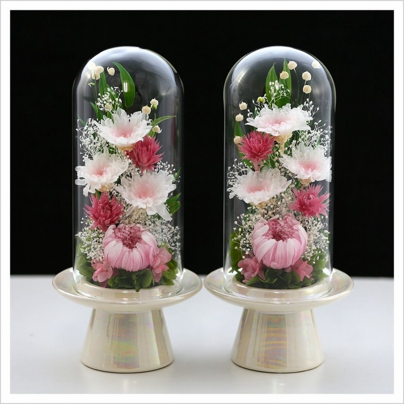 プリザーブドフラワー 仏花 一対 輪菊glass ガラスドーム 初盆 新盆 仏花 お供え花 仏壇用 ブリザードフラワー 法事 供花 アレンジメント 通販 Lineポイント最大0 5 Get Lineショッピング