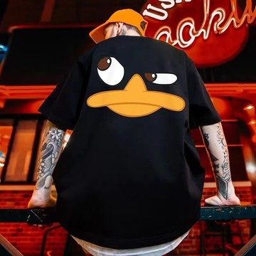 【多色大碼】M-8XL 可愛鴨印花t恤 大碼寬鬆 t恤 卡通國潮 潮牌寬鬆 Oversized 五分袖短袖 男生短袖 T