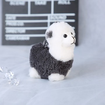 純羊毛超萌小羊汽車鑰匙扣包包掛件可愛羊駝個性情侶掛飾飾品ins