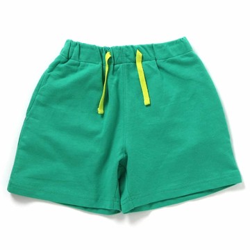 日本 BREEZE - [必收]100%棉 舒適鬆緊印花短褲-素面-草綠