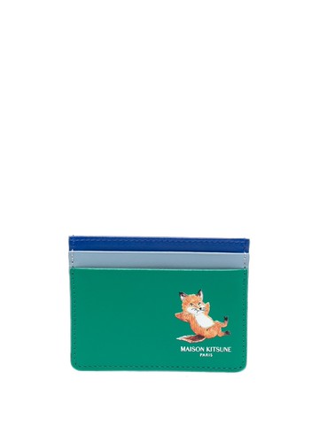 Maison Kitsuné - Chillax leather cardholder - unisex - Calf Leather - One Size - Green