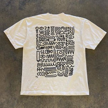 搞錢做慈善 3A260克重磅純棉！美式潮牌后背涂鴉oversize短袖T恤