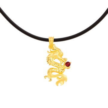 幸運草金飾 寅金龍(紅瑪瑙)黃金墜子 送項鍊