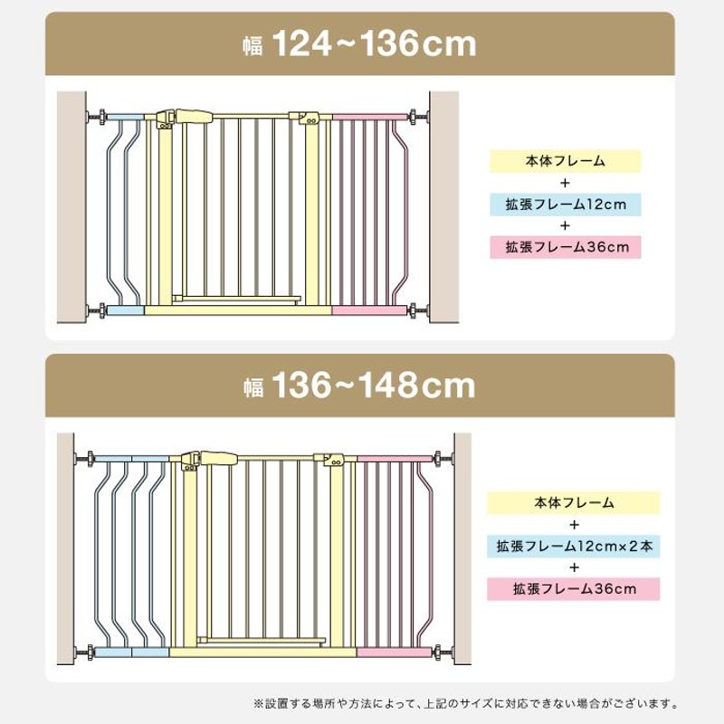 ベビーゲート 拡張型 76〜148cm 拡張パーツ3枚付き ホワイト 突っ張り