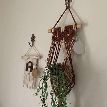 Macrame 編織巧克力牛奶植物收納吊飾