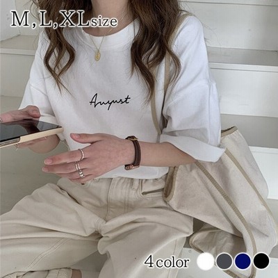 プリント半袖カットソー レディース トップス カットソー 半袖 Tシャツ プリント シンプル チュニック丈 ストレッチ 伸縮性あり 韓国ファッション 春 夏 涼しい 通販 Lineポイント最大get Lineショッピング