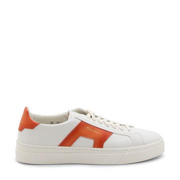 Santoni - White And Orange Leather Sneakers