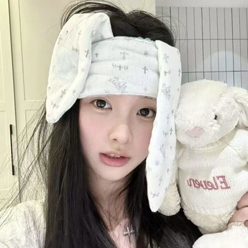 現貨兔子眼罩卡通可愛遮光不透光睡眠調節鬆緊新款花邊兔耳眼罩ins女生