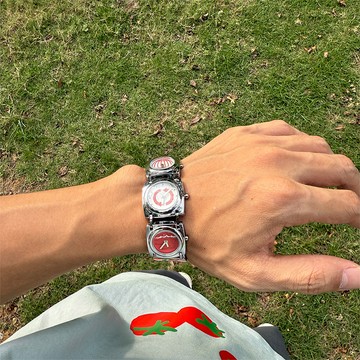 全新原創浪費時間圓形多錶盤男女款金屬石英手錶男女生日禮物