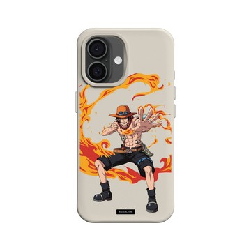 iPhone 16 SolidX 貝殼灰 - 航海王 One Piece - 角色系列-艾斯的火焰果實